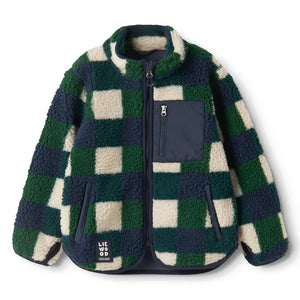 Liewood - Nolan Checked Sherpa-Style Jacket, Made from Recycled Fibers | Navy