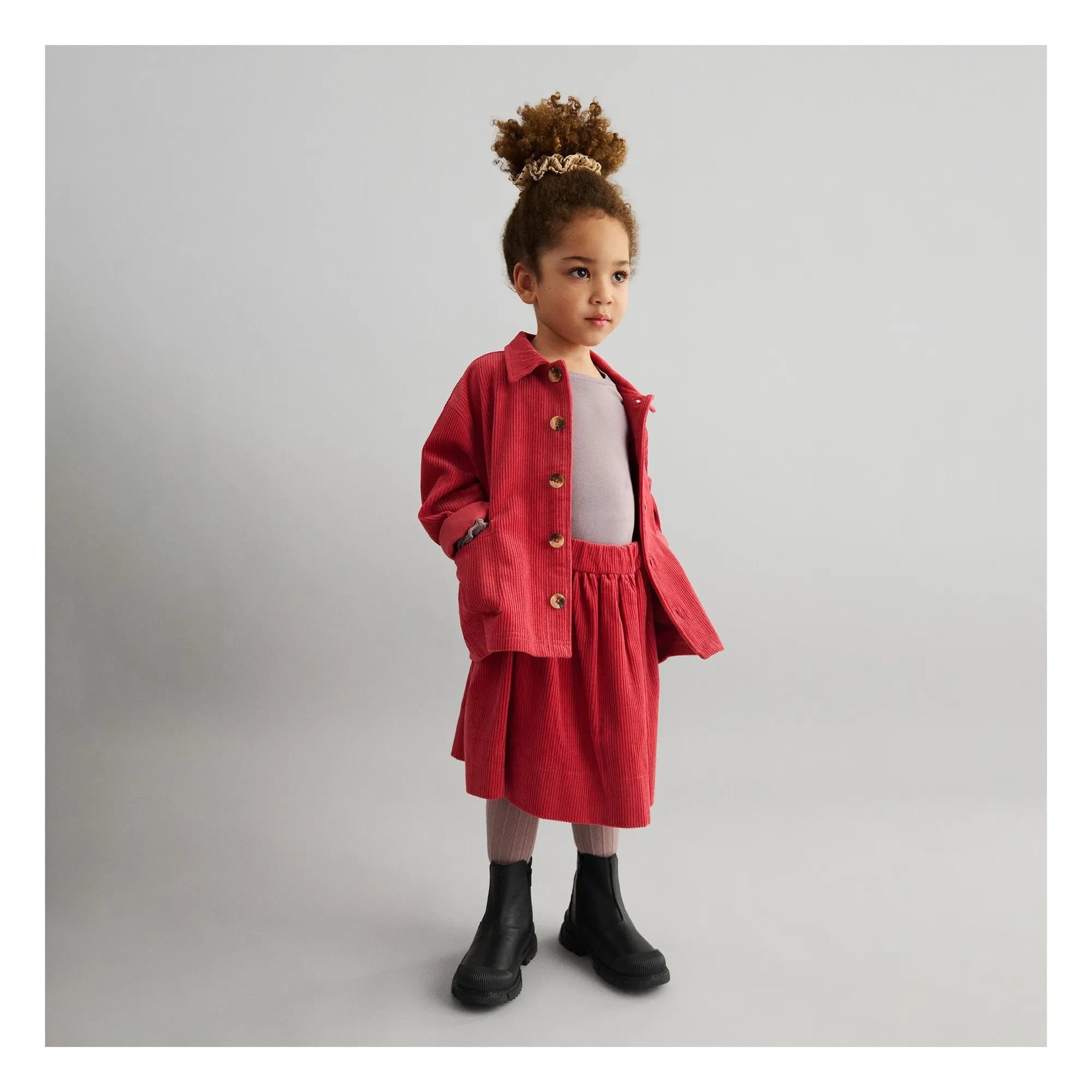Wheat - Sage Organic Cotton Velvet Shirt Jacket | Red