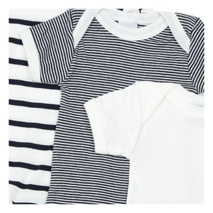 Petit Bateau - 3'lü Organik Pamuklu Çizgili Kolsuz Tulum Seti | Mavi