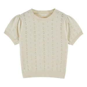 Emile et Ida - Openwork linen T-shirt | Cream