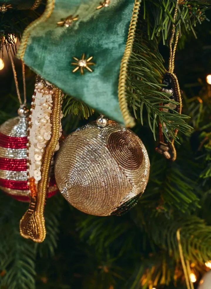 Anna + Nina - Bright Frosted Polka Dot Christmas Bauble | Silver