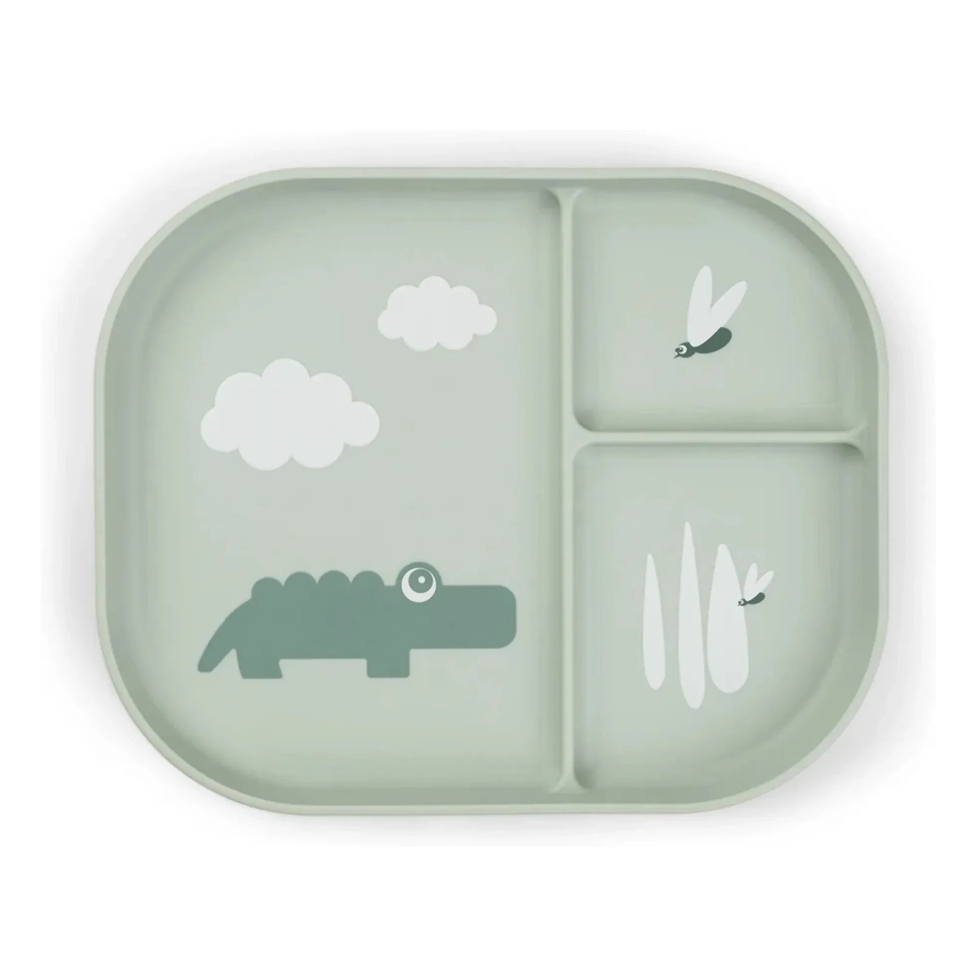 Done by Deer - Divided Crocodile Pattern Plate | Sage