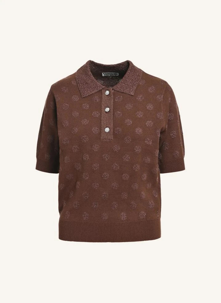 Essentiel Antwerp - Krab Polka-Dot Polo Shirt | Brown