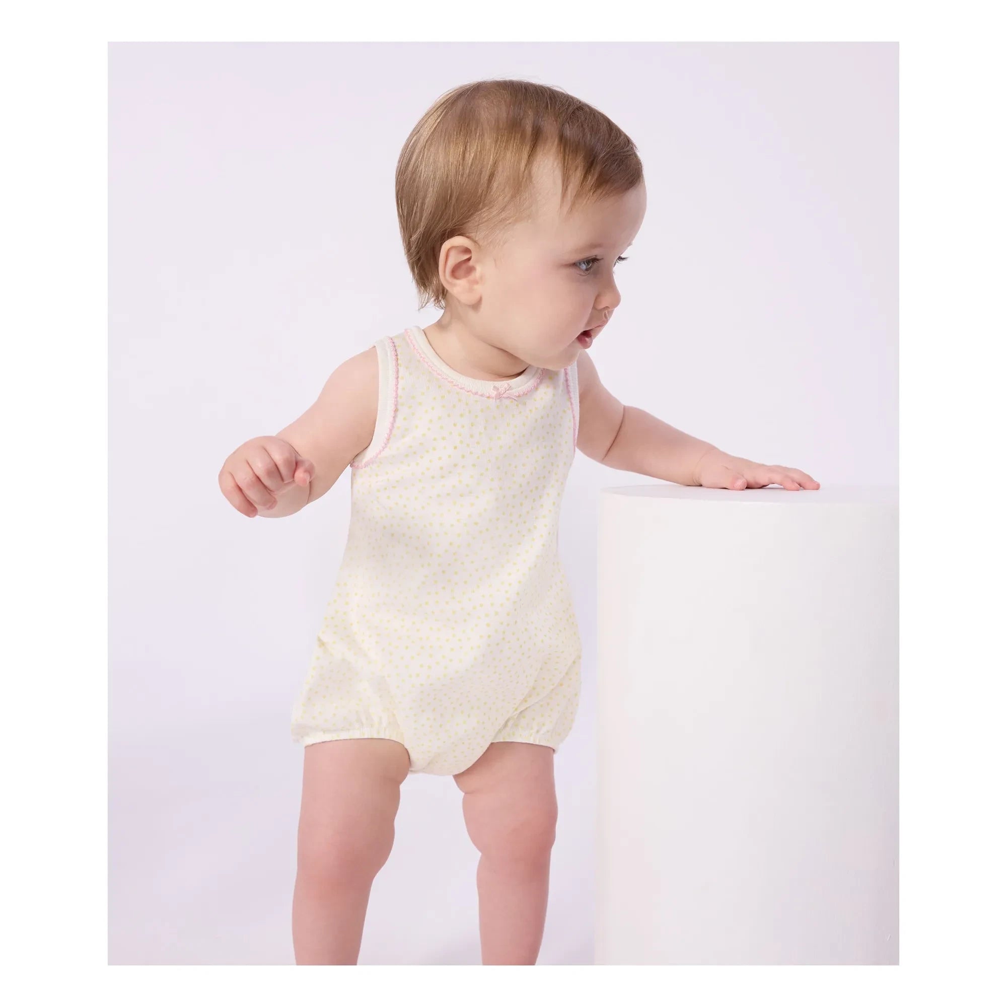 Petit Bateau - Polka Dot Pajama Romper | White