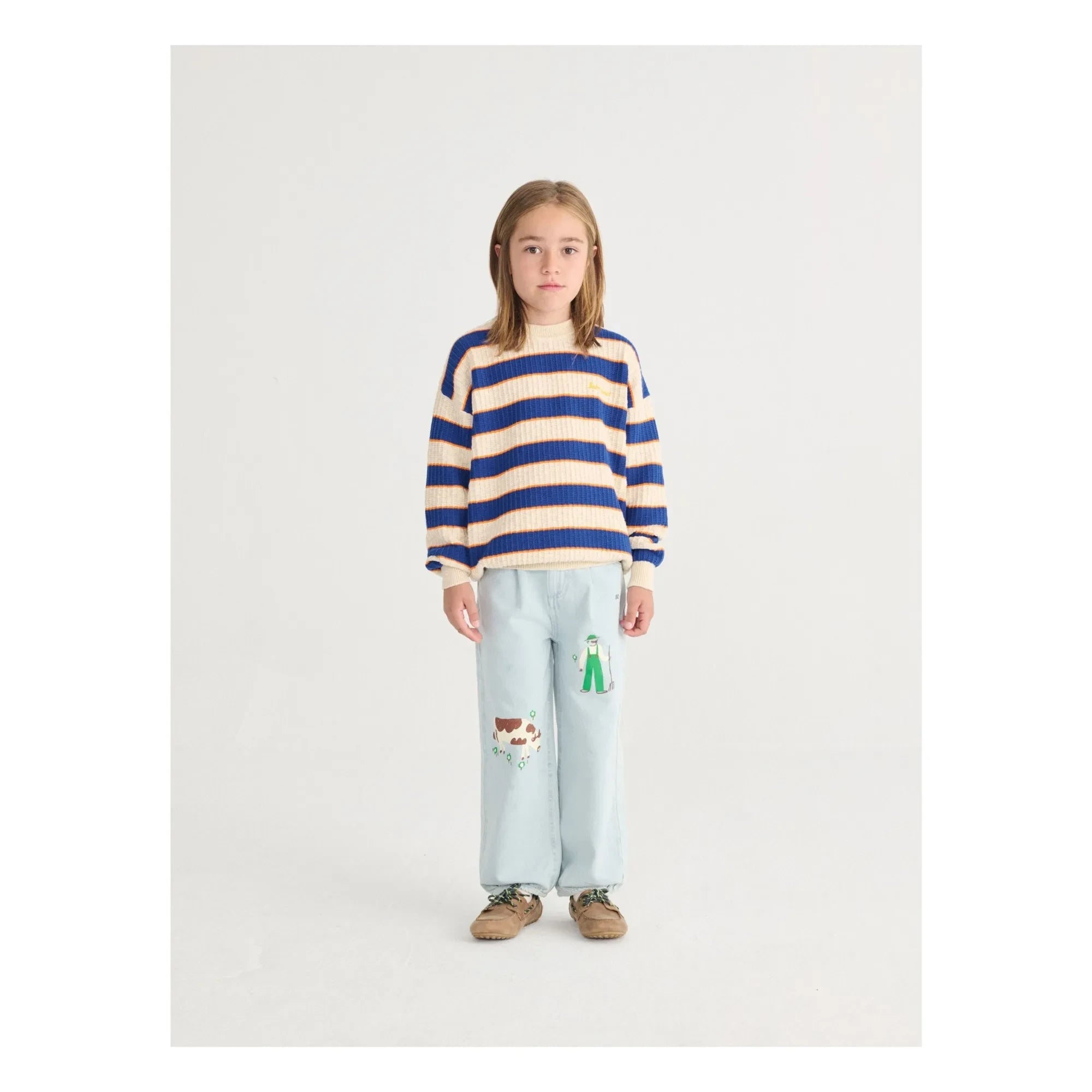 Bobo Choses - Striped Organic Cotton Sweater | Heather Beige