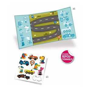 Djeco - Thick, Reusable Stickers - Car