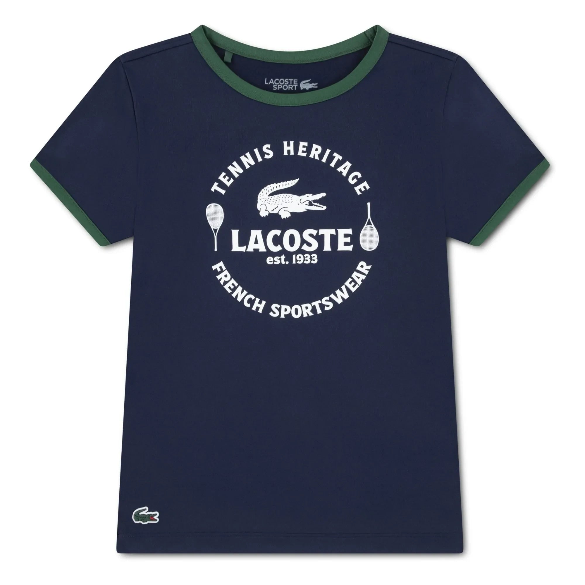 Lacoste - Contrast Collar Recycled Fiber Sports T-Shirt | Navy Blue