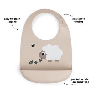 Done by deer - Sheepy silicone bib | Sand
