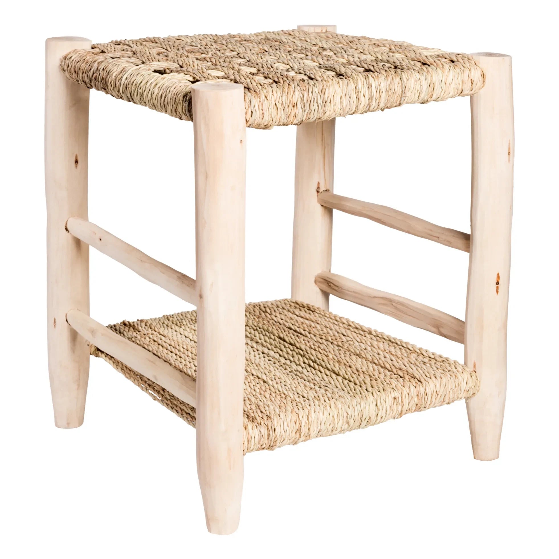 Cosydar - Palm Leaf and Raw Wood Nightstand