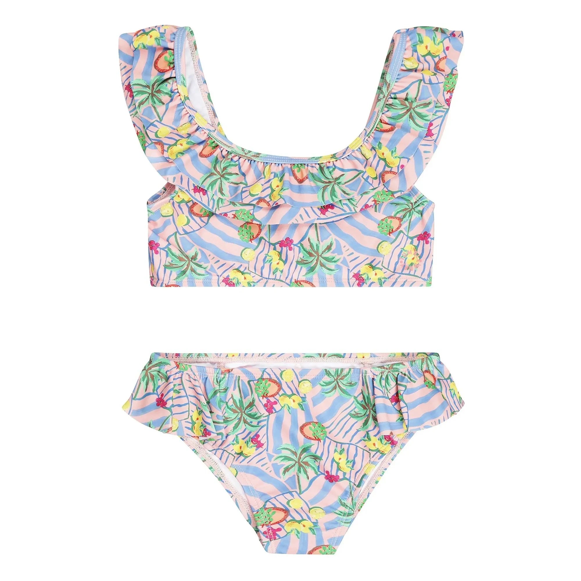 Tumble N'Dry - Bahia Palm Flounce Swimsuit Recycled Fibres | Light blue