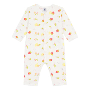 Petit Bateau - Uyku Tulumu İyi Uyumlu Meyveli Organik Pamuk | Beyaz
