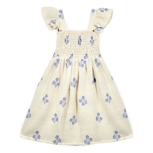 Mipounet - Sandrine Fleurie Organic Cotton Dress | Ecru