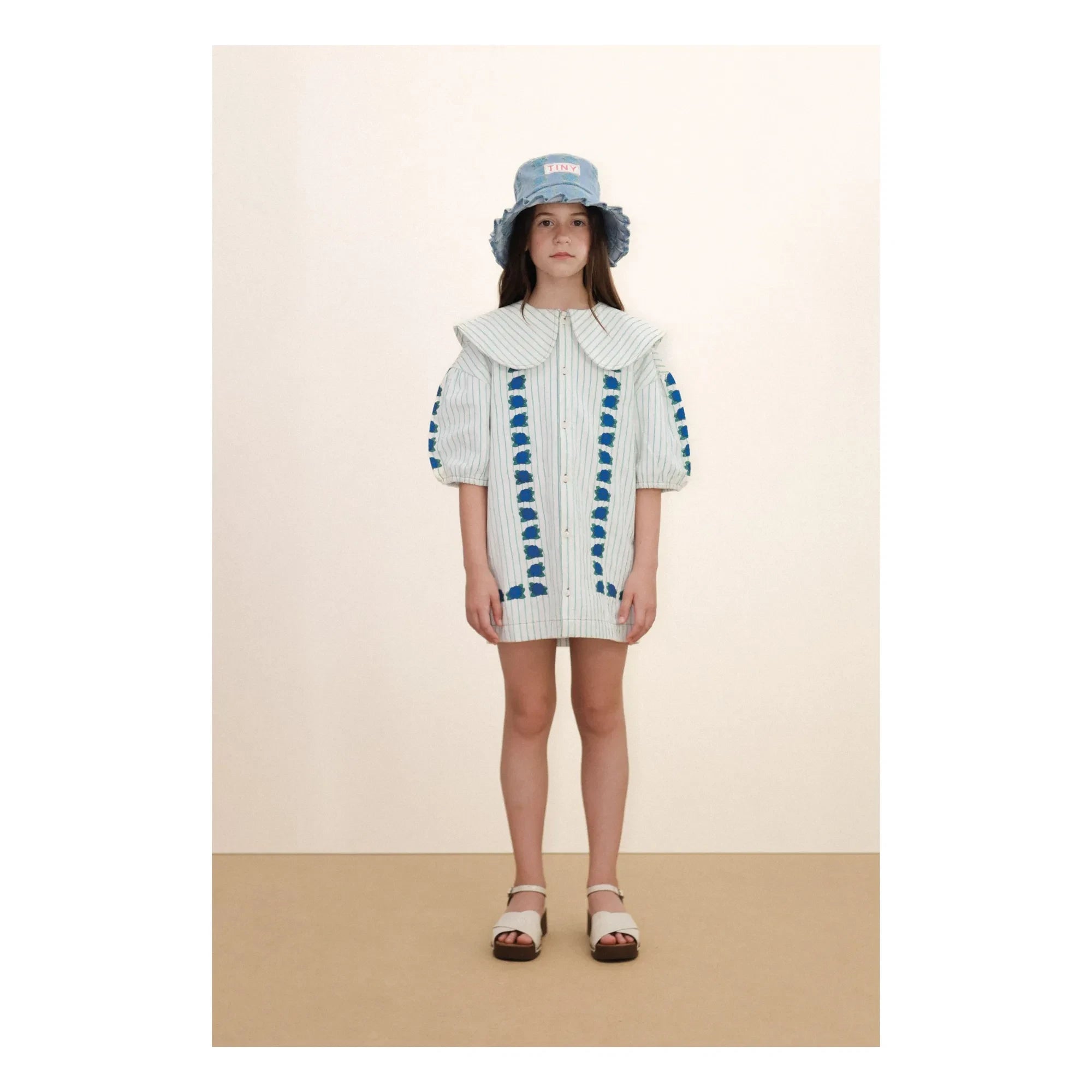 Tinycottons - Floral Oversized Collar Dress | Blue