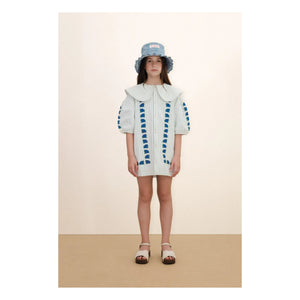 Tinycottons - Çiçek Oversize Yaka Elbise | Mavi