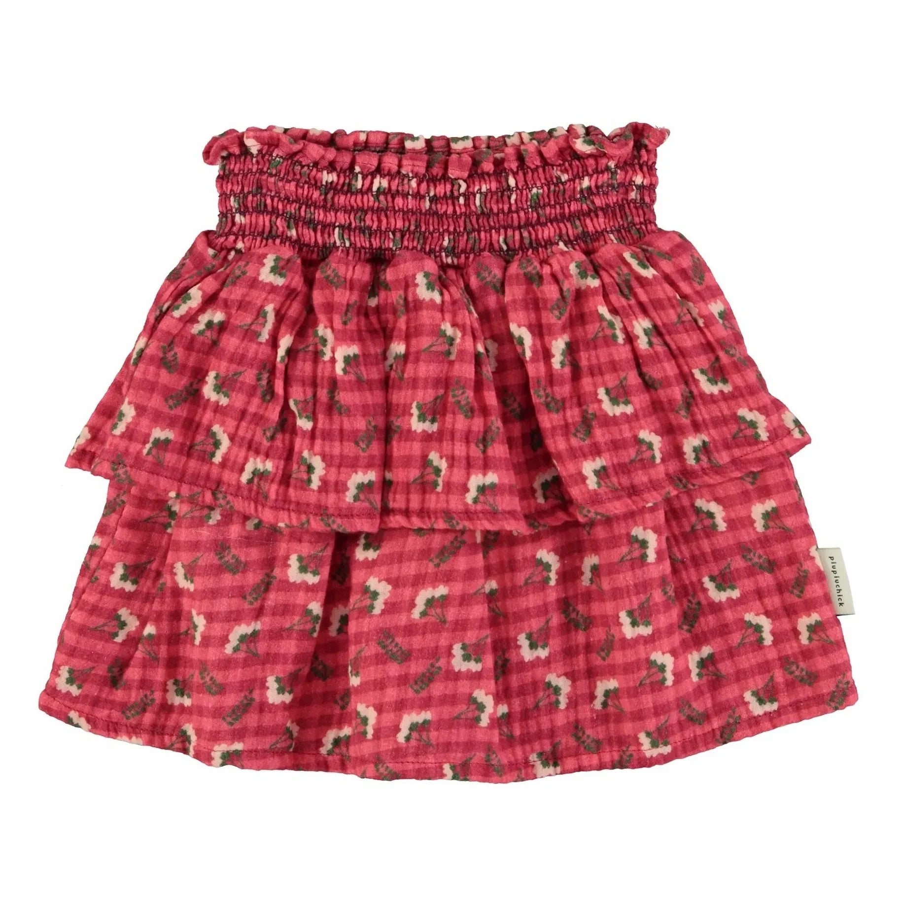 Piupiuchick - Ruffled Floral Skirt | Pink