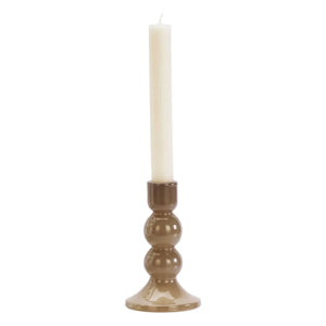 Madame Stoltz - Glass candlestick | Taupe brown