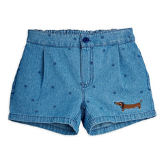 Mini Rodini - Organic Cotton Polka Dot Denim Shorts | Blue