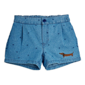 Mini Rodini - Organic Cotton Polka Dot Denim Shorts | Blue
