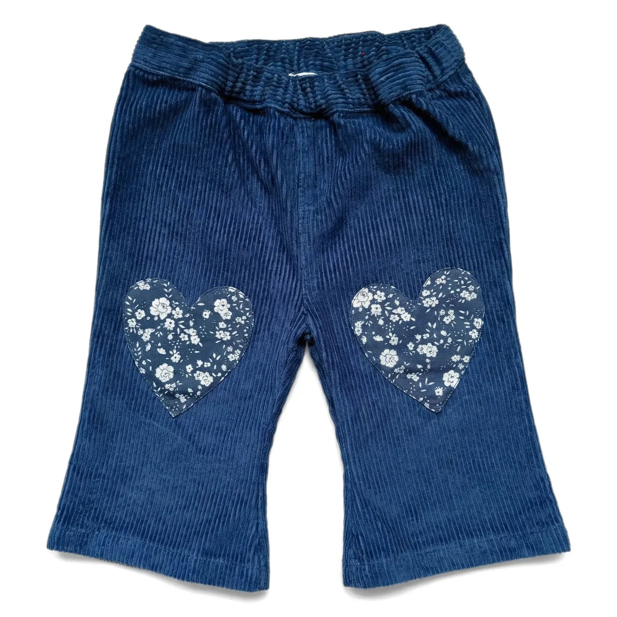 Louis Louise - Holly Hearts Ribbed Velvet Baby Pants | Navy