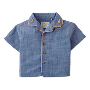 Gingersnaps - Steven Embroidered Banana Chambray Shirt | Blue