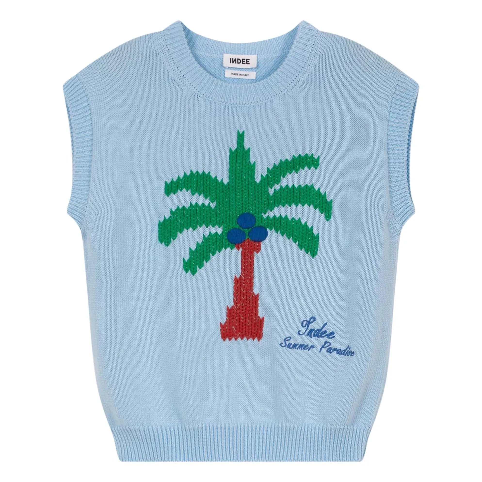 Indee - Sleeveless Vaucluse Palm Sweater | Light Blue