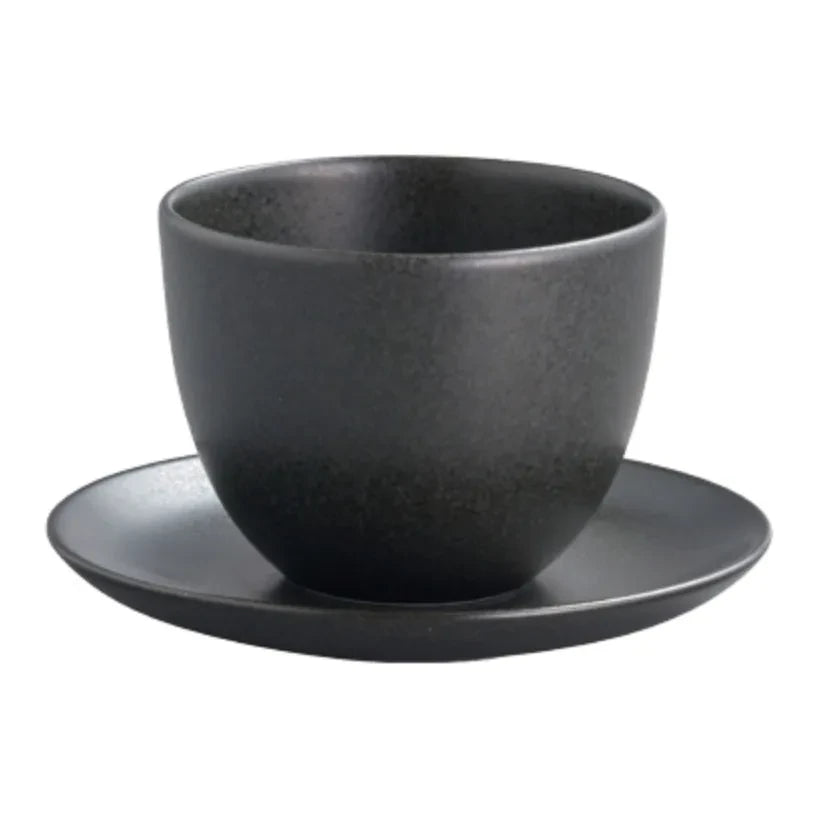 Kinto - Pebble Porcelain Tea Cup and Saucer Set | Black
