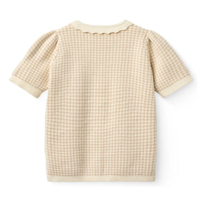 Copenhagen Colors - Organic Cotton Jacquard Short-Sleeve Cardigan | Beige Pink