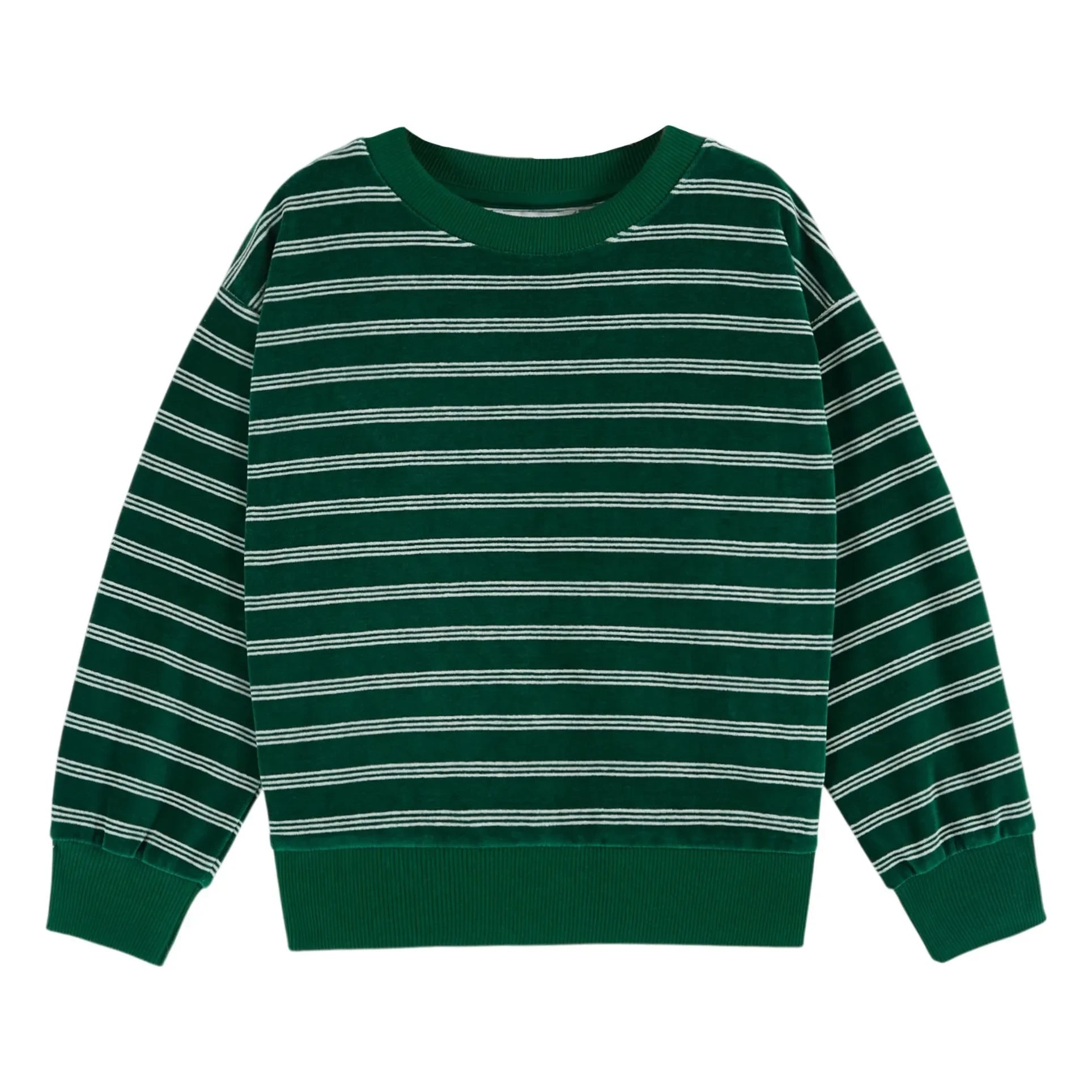 Emile et Ida - Organic Cotton Striped Sweatshirt | Green