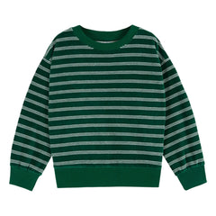 Emile et Ida - Organic Cotton Striped Sweatshirt | Green