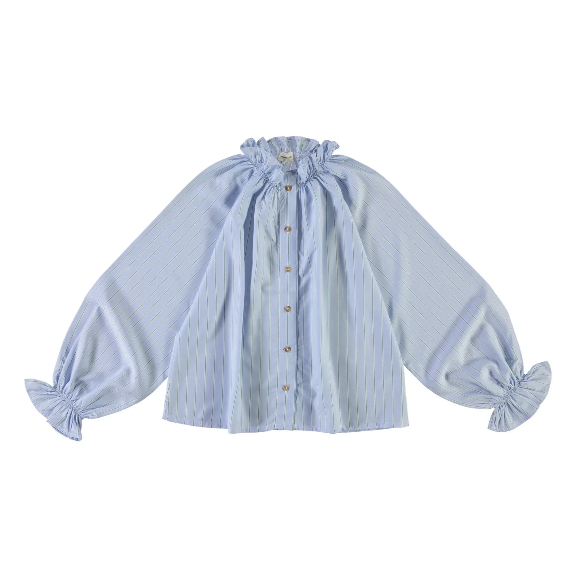 Poudre Organic - Gingham Striped Blouse | Green