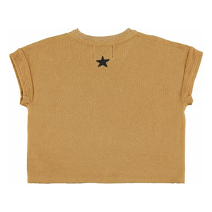 Piupiuchick - Organic Cotton Plush T-Shirt with Tiger Texture | Mustard