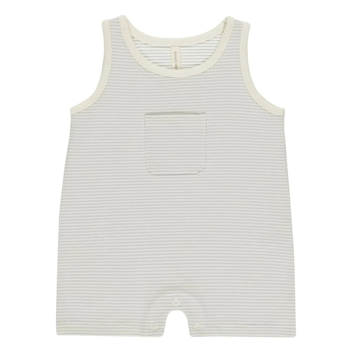 Quincy Mae - Striped Pocket Romper Shorts | Ecru