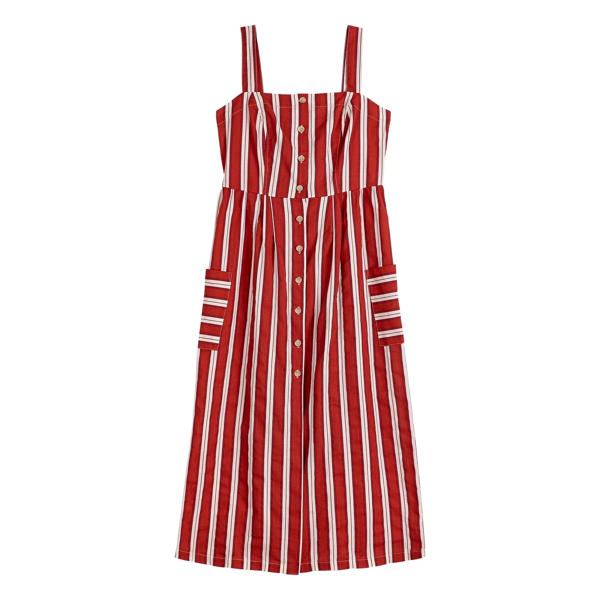 Bobo Choses - Striped Spanish Sleeve Dress Organic Cotton | Brick Red