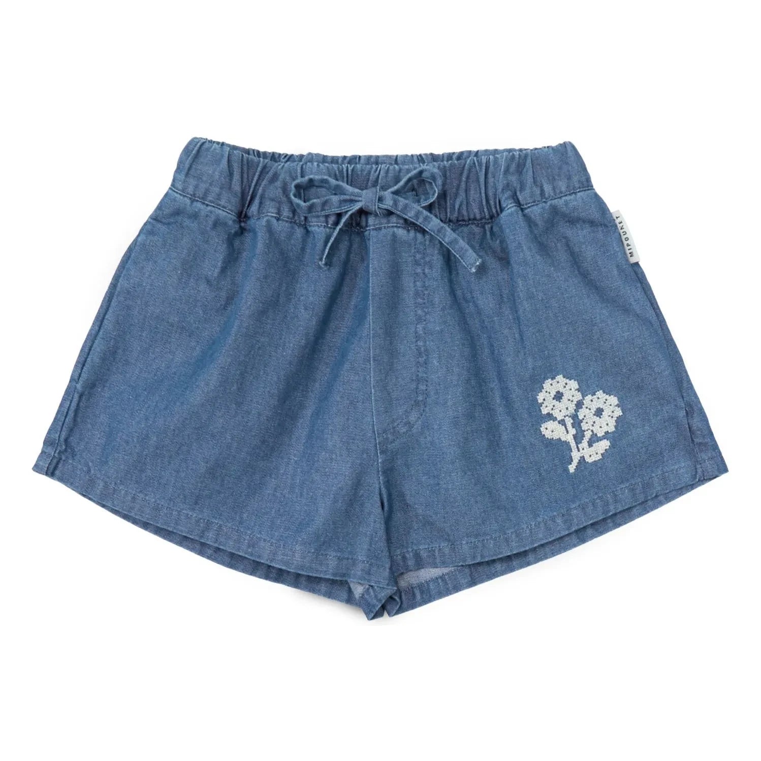 Mipounet - Short Denim Amélie Cotton Flower BCI | Blue