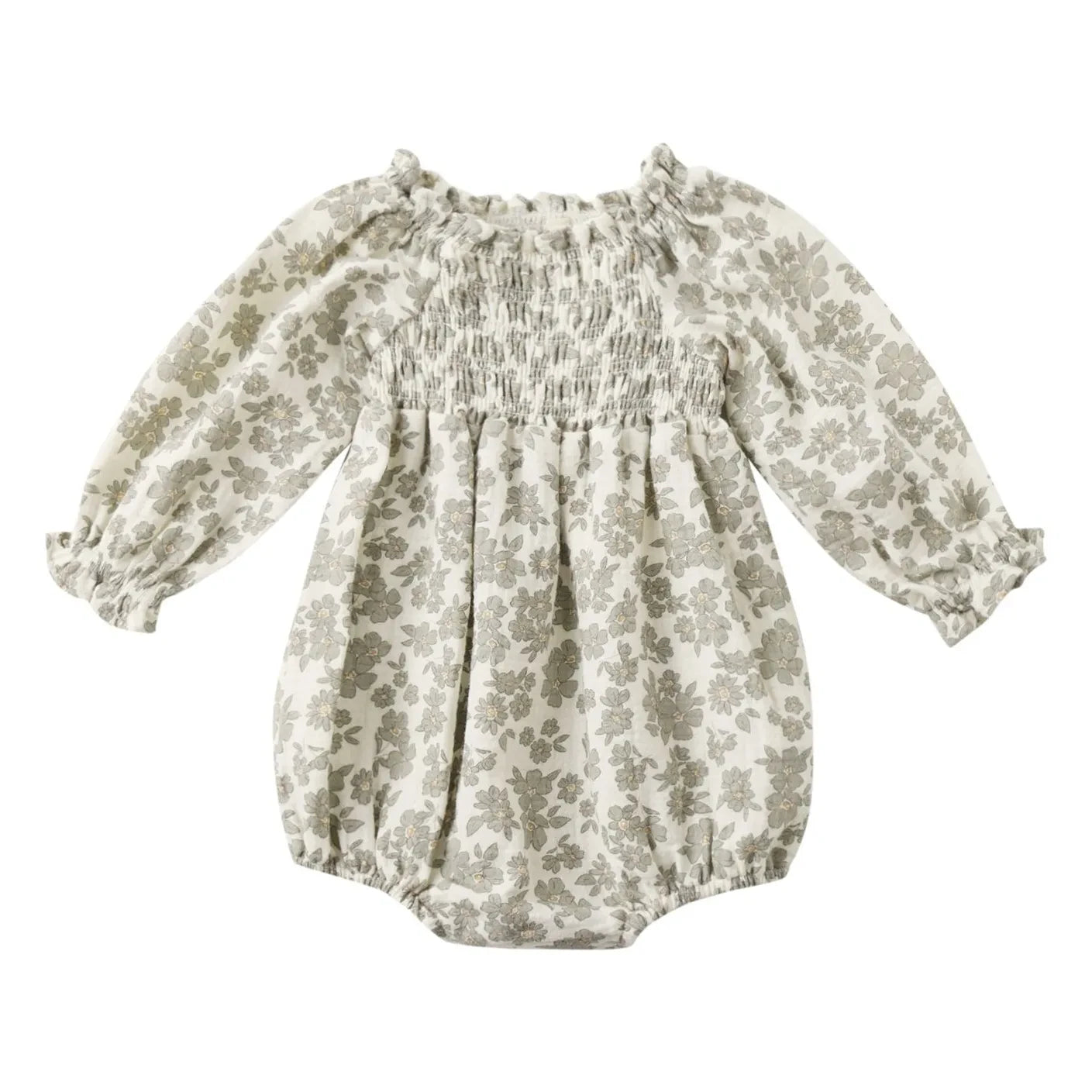 Quincy Mae - Organic cotton gauze floral romper | Ivory