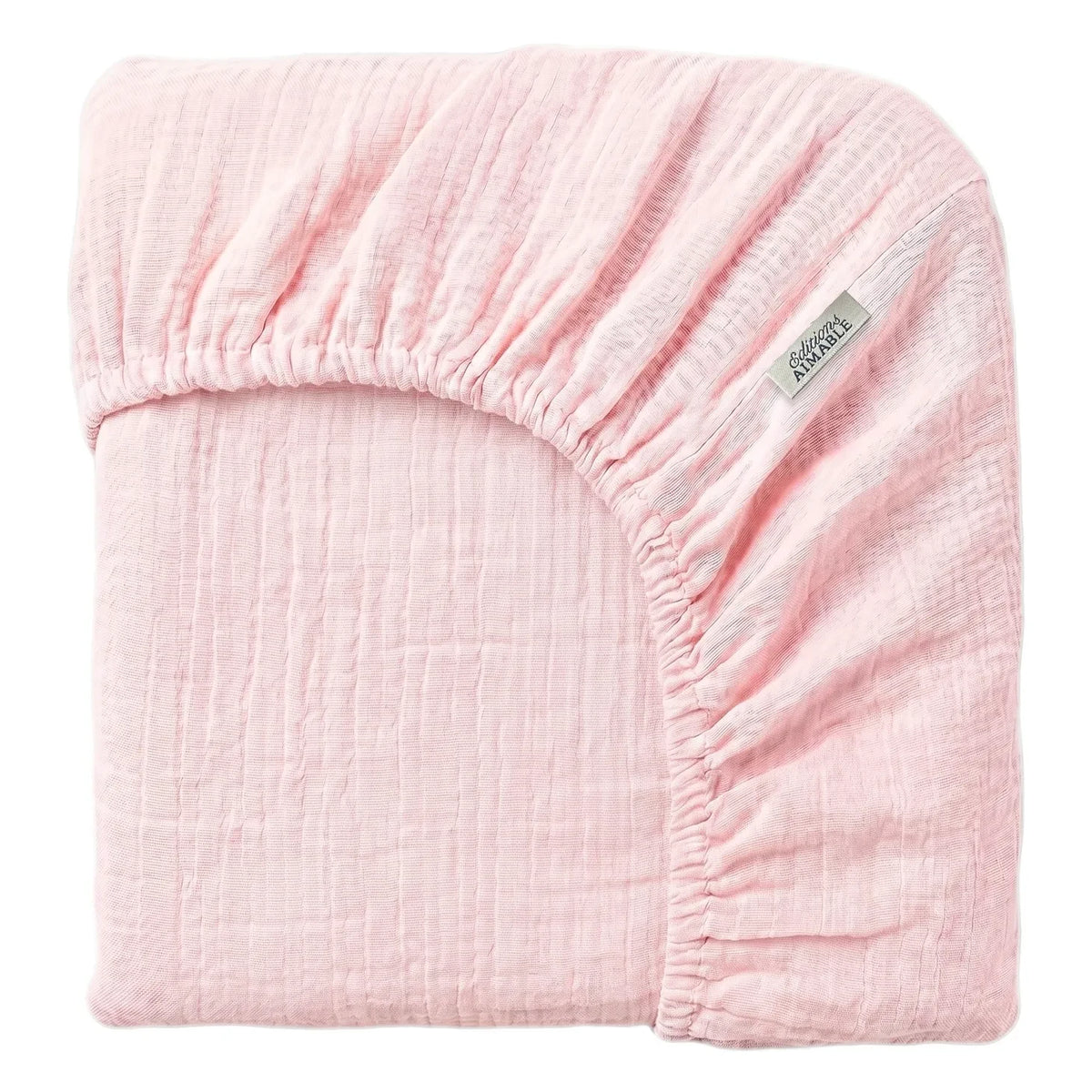 Editions Aimable - Doris Elastic Fitted Sheet | Dragée Pink Gauze