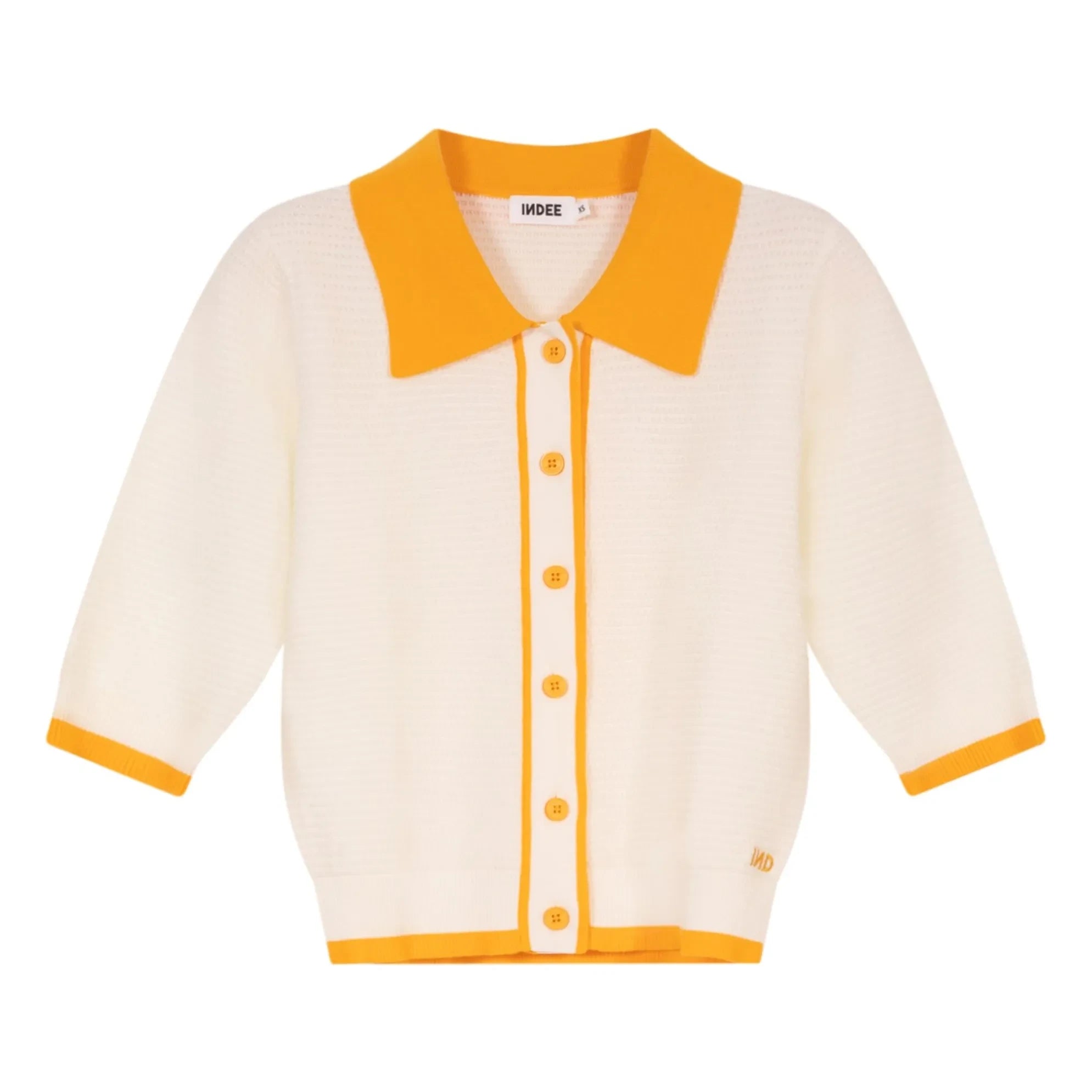 Indee - Textured Contrast Trim Look Polo T-Shirt | White