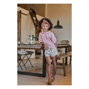 Emile et Ida - Checkered Embroidered Blouse Organic Cotton | Pink