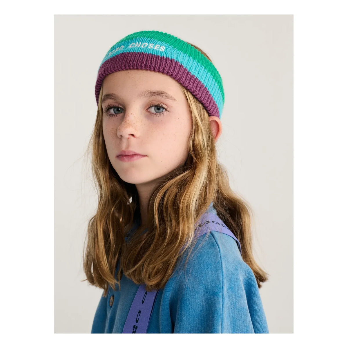 Bobo Choses - Color Block Recycled Fiber Ski Headband | Turquoise