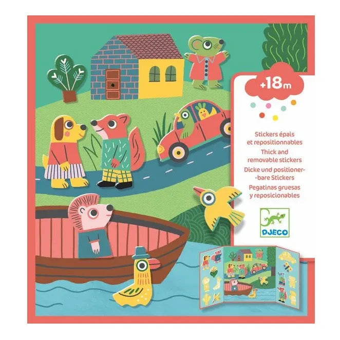 Djeco - Thick reusable stickers - Animals