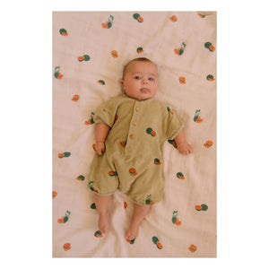Studio Bohème - Bebecito Watermelon Organic Cotton Towel Romper | Khaki