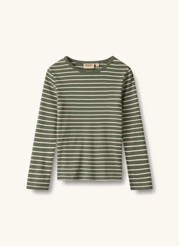 Wheat - Stig Striped Organic Cotton T-Shirt | Green