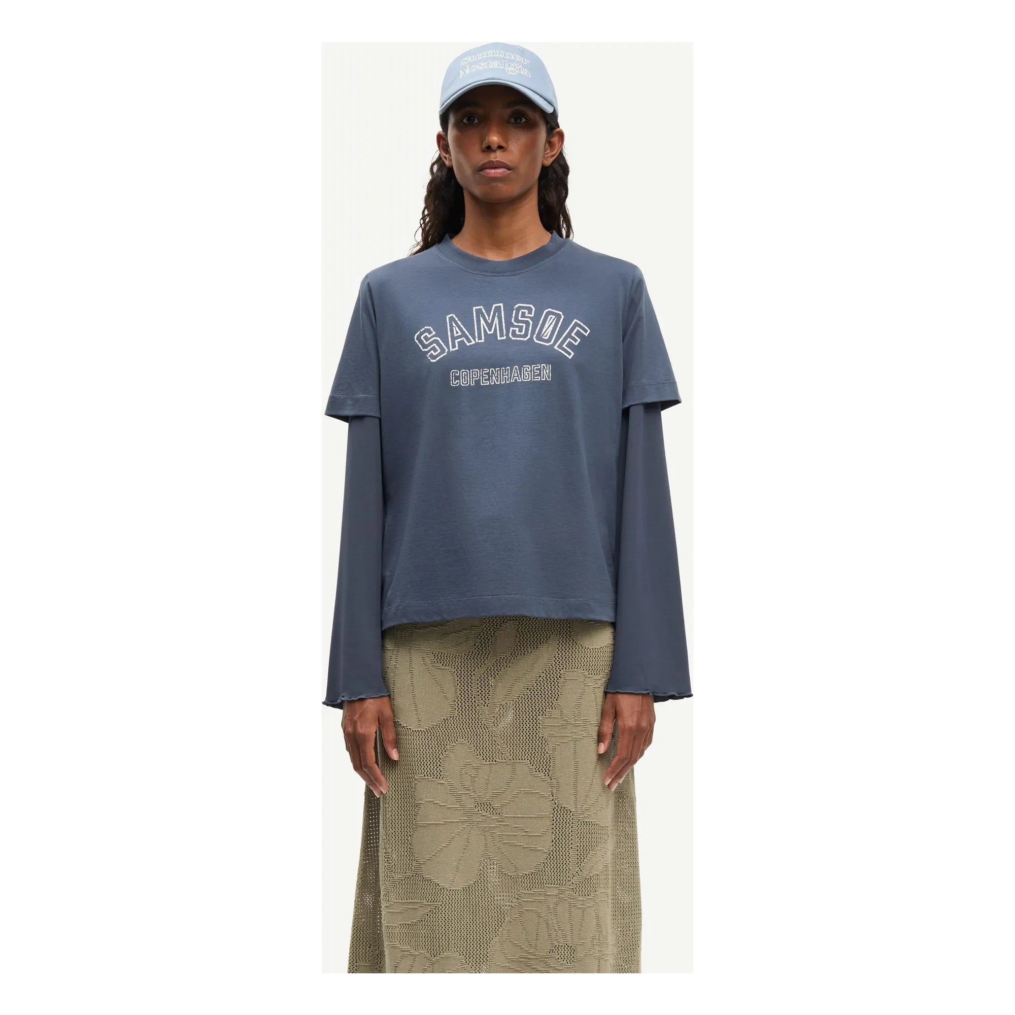 Samsoe Samsoe - Sacamino Organic Cotton T-Shirt | Grey Blue