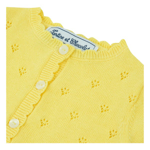 Tartine et Chocolat - Openwork Knit Cardigan | Yellow