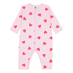 Petit Bateau - Heart Patterned Socksless Pajamas | Pink