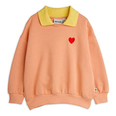 Mini Rodini - Organic Cotton Heart Neck Sweatshirt | Light Pink