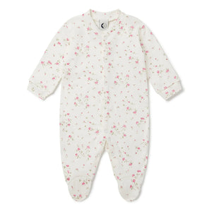 Sleepy Doe - Organic Cotton, Footed Floral Pajamas | White