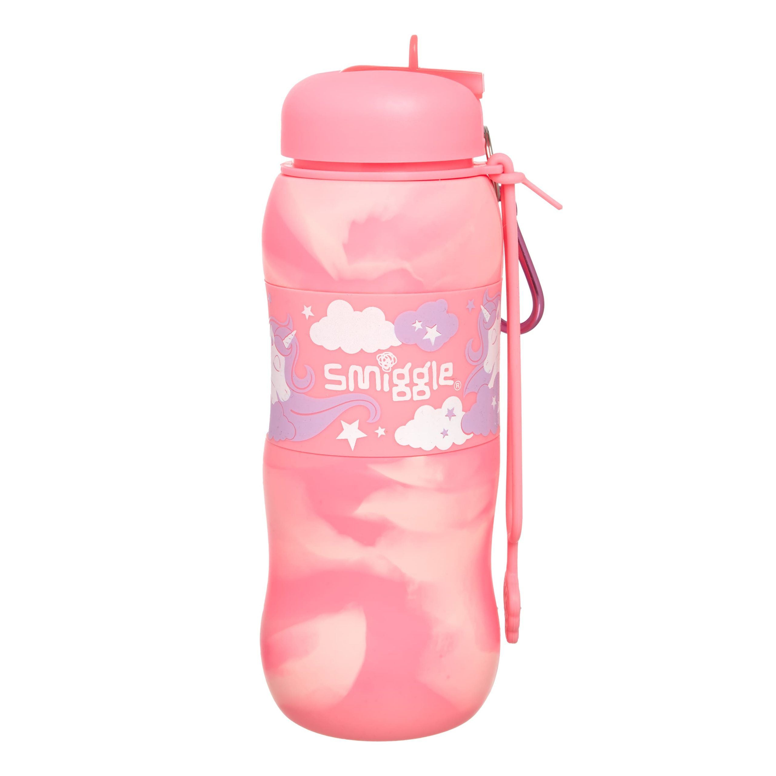Smiggle - Hide Roll Silikon Katlanabilir Pipetli 600ML BPA İçermeyen Suluk-Dinossi