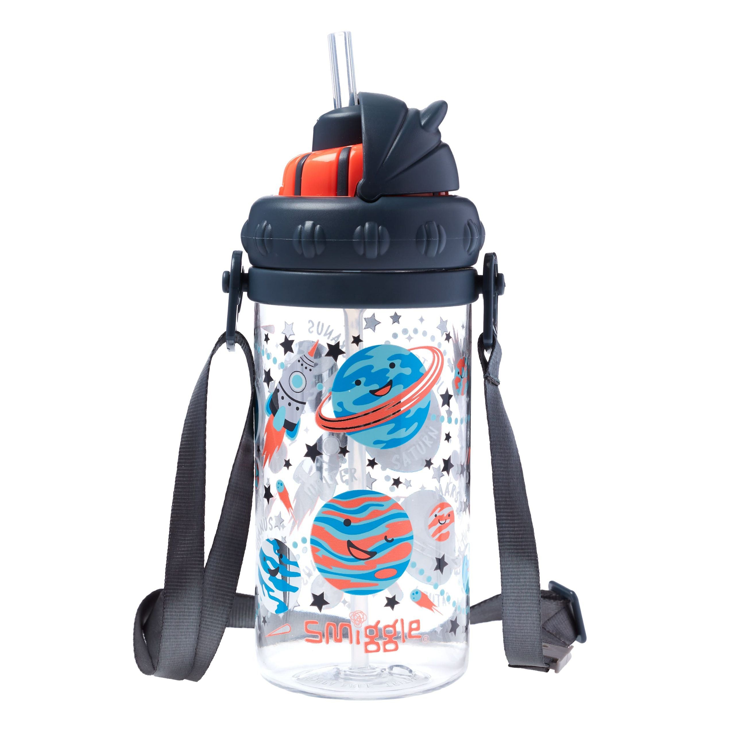 Smiggle - Up & Down Askılı Pipetli 400ML BPA İçermeyen Suluk-Dinossi