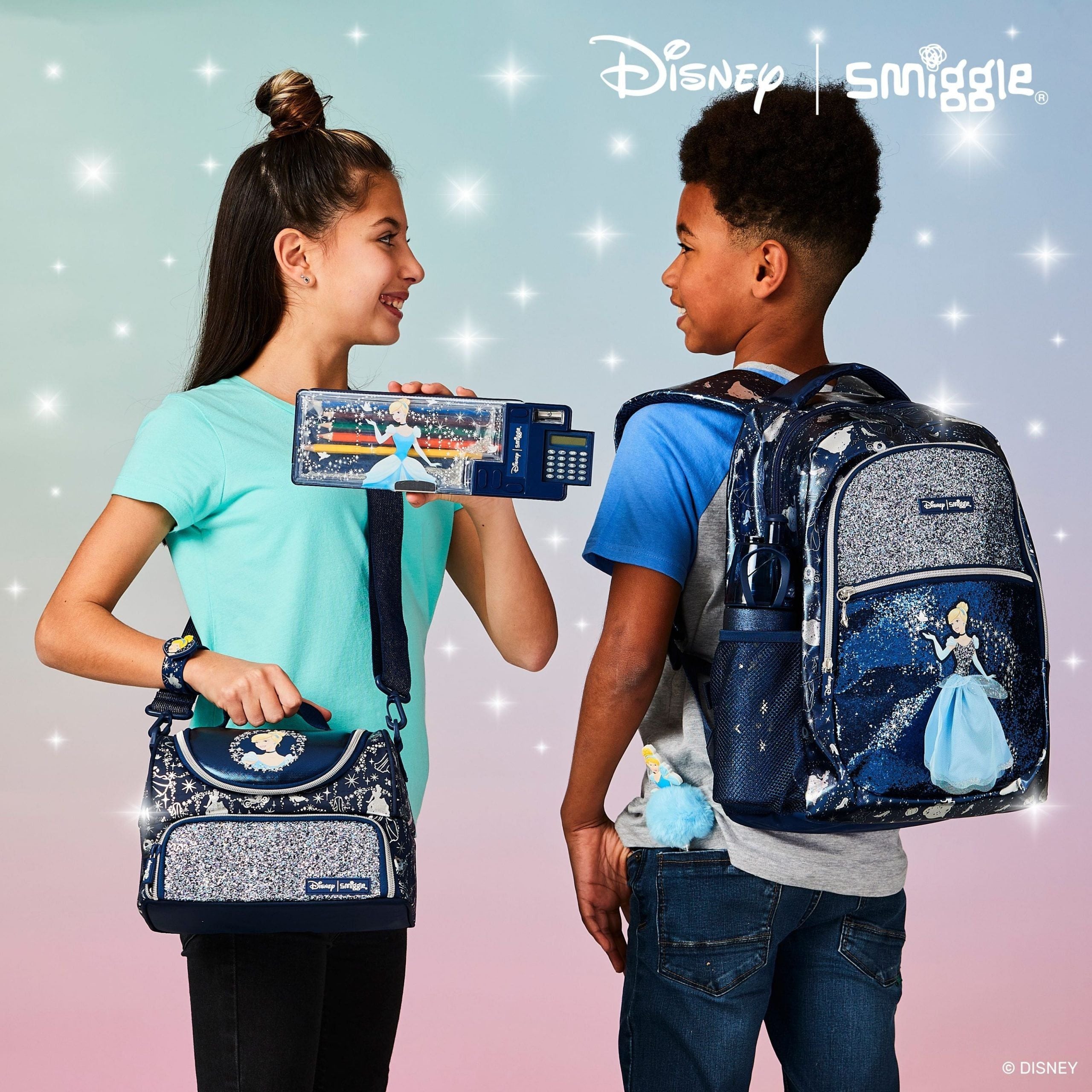 Smiggle - Disney Prenses Sindirella Hesap Makineli Otomatik Kalem Kutusu-Dinossi